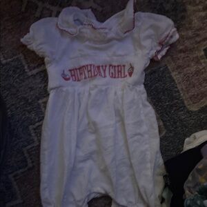 White and Pink Birthday Girl Romper